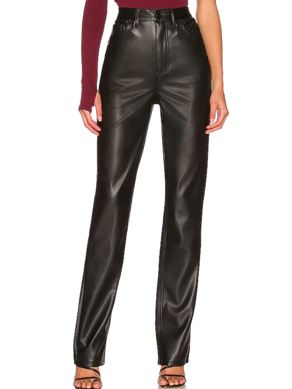 AFRM Black Faux Leather High-Rise Pants